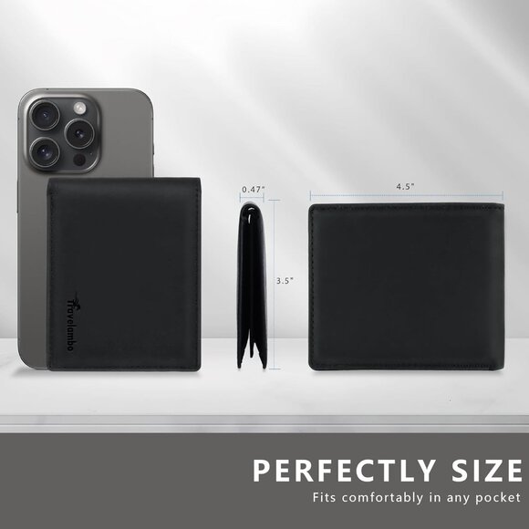 🆕Travelambo Men Craze Horse Black Genuine Leather Handmade Stylish Wallet - Picture 4 of 10